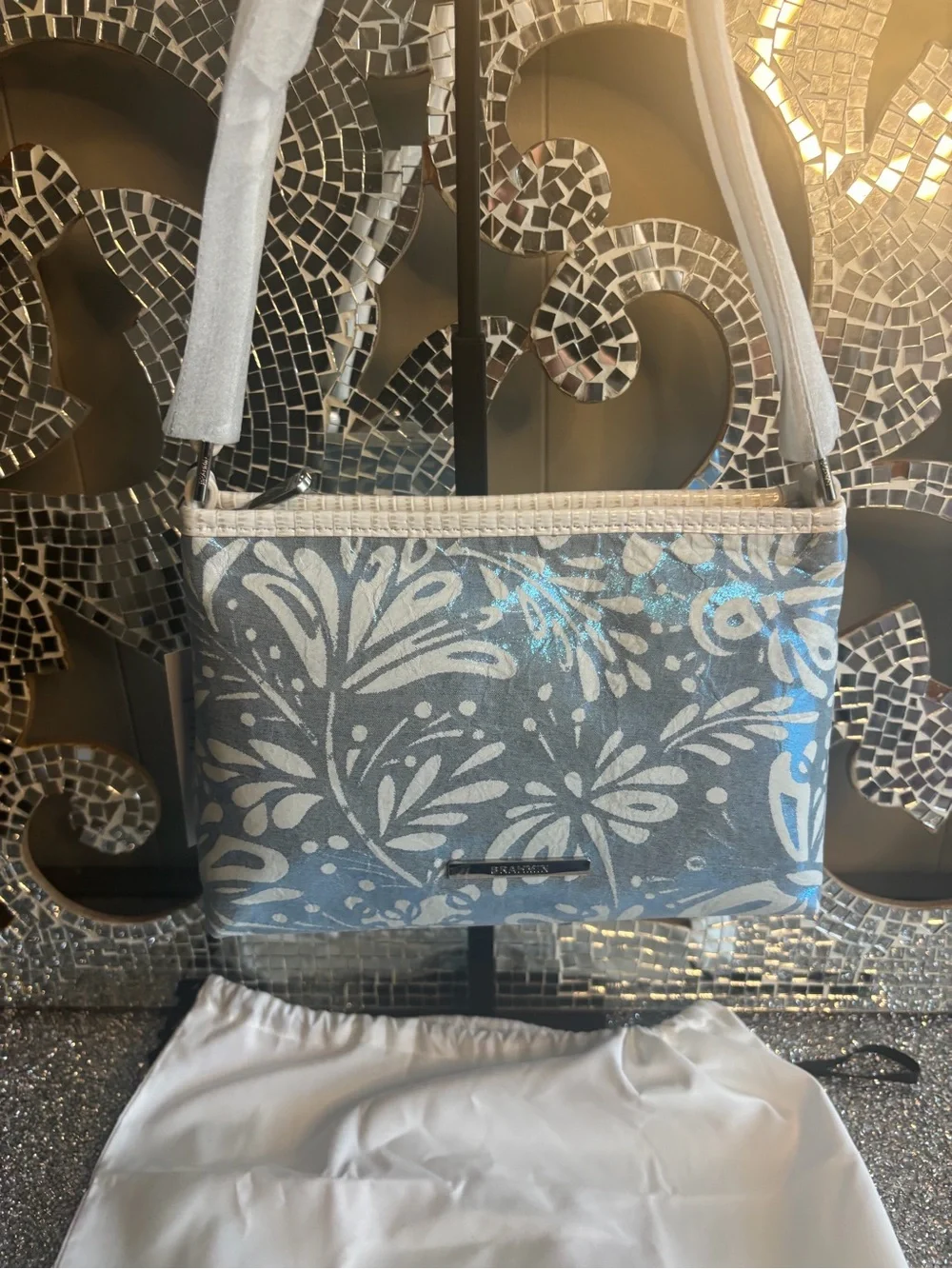 ⭐️Brahmin Lorelei Bellbottom Blue Lucent‎ Leather Shoulder Bag